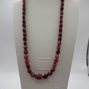 Jay King Thulite (Pink Zoisite) Faceted Nugget Bead Necklace Raspberry Gemstone